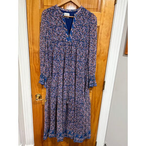 Women’s Saylor INA Flowy Boho Floral Metallic Maxi Dress Size XS